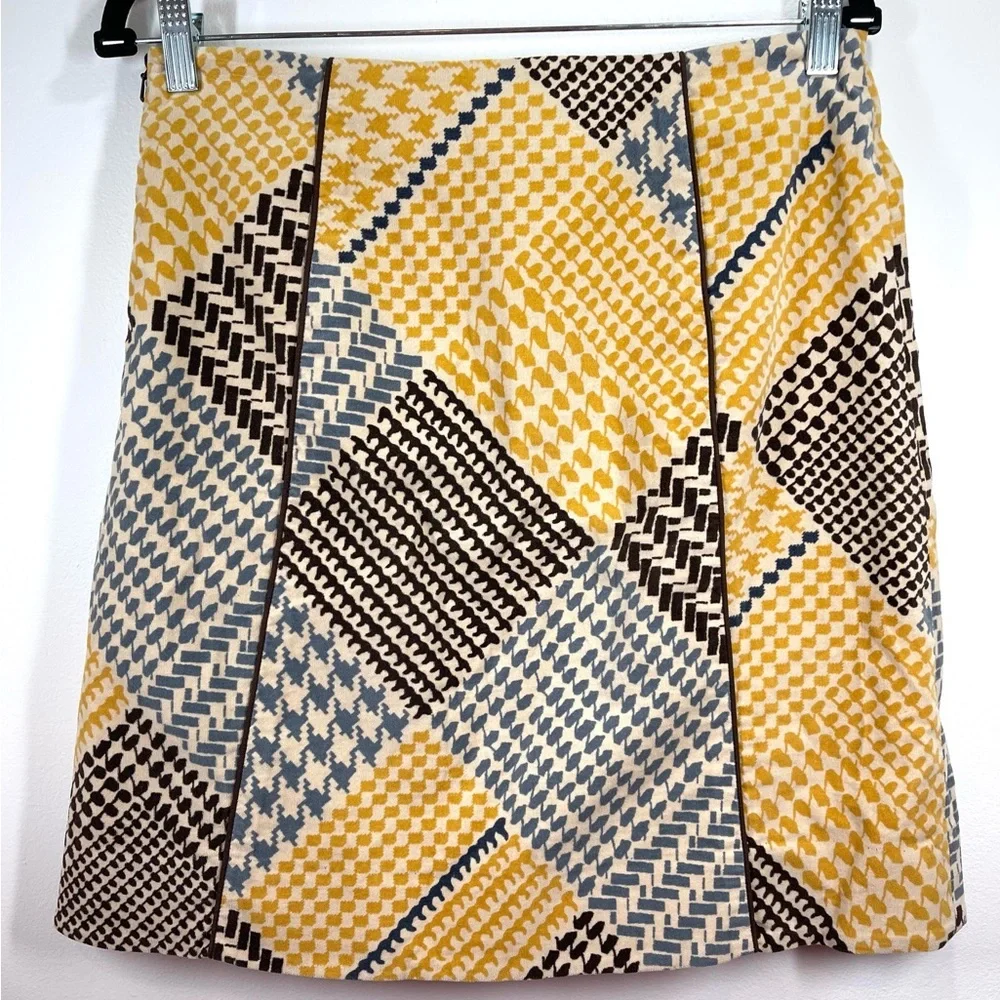 Maeve Skirt Women’s Size 4 Patchwork Houndstooth‎ Velvet Mini Skirt